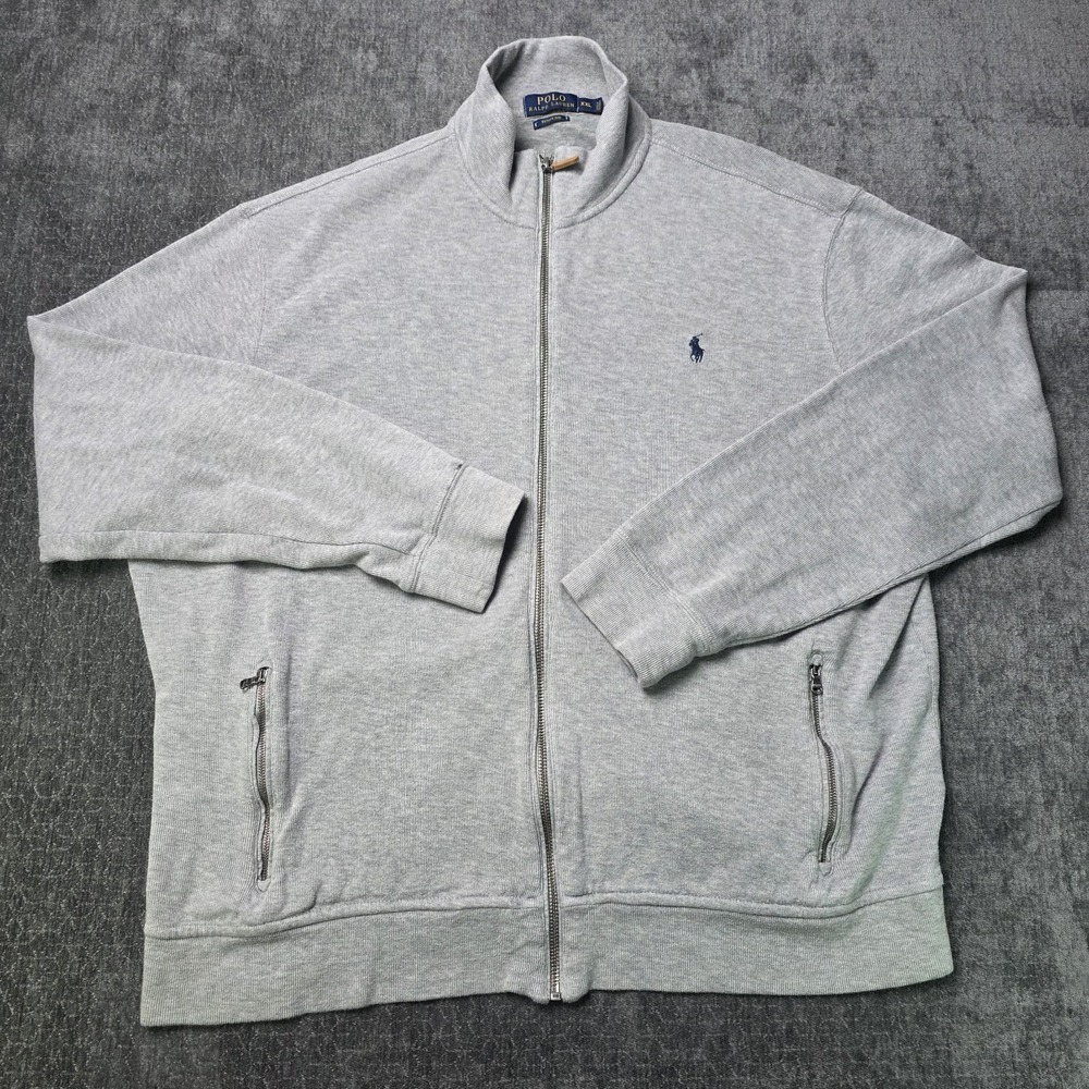 Polo Ralph Lauren Sweater Mens XXL 2XL Gray Full Zip Estate Rib Jacket Preppy